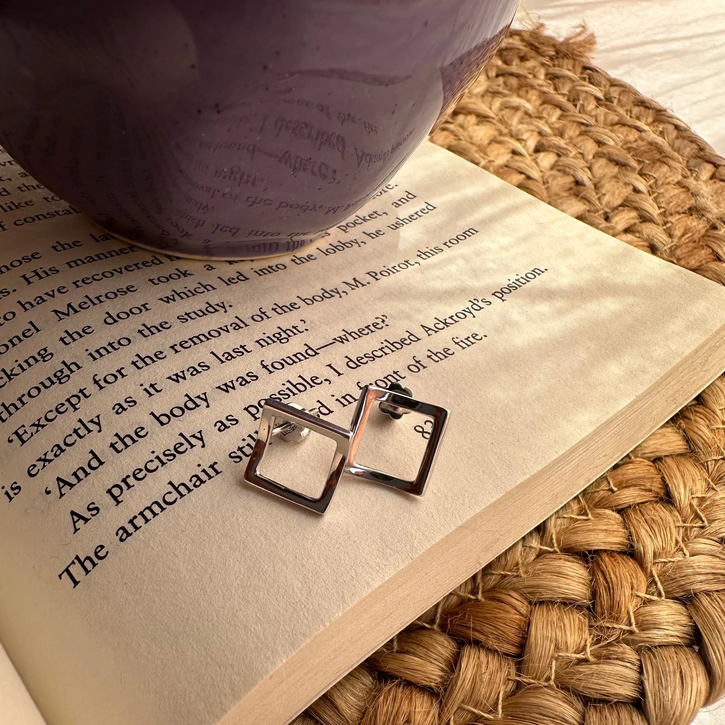 92.5 Silver Solid Silver Square Stud Earrings