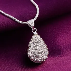 925 Sterling Silver AAA Zircon Drop-Shaped Pendant & Necklace