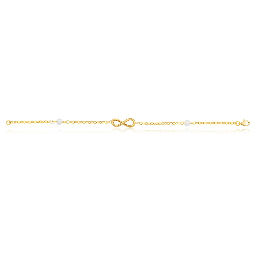 9ct Yellow Gold Freshwater Pearl Infinity Bracelet