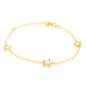 9ct Yellow Gold Mother Of Pearl Star 19cm Bracelet