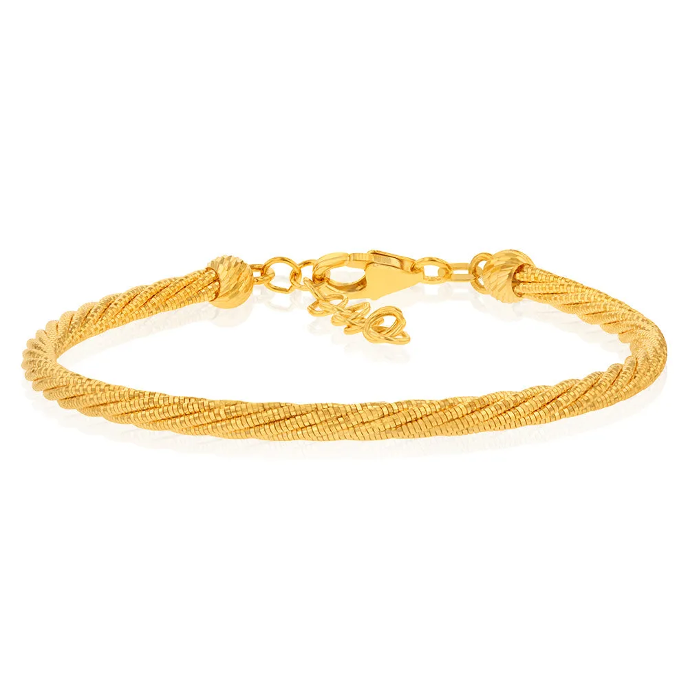 9ct Yellow Gold Sparkling Memory Omega 16 3cm Bracelet