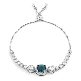 Abigail  Blue Green CZ Bolo Slider Bracelet