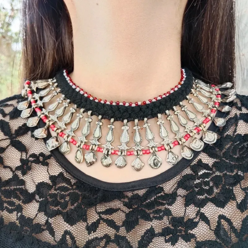 Afghani Tribal Choker Boho Necklace