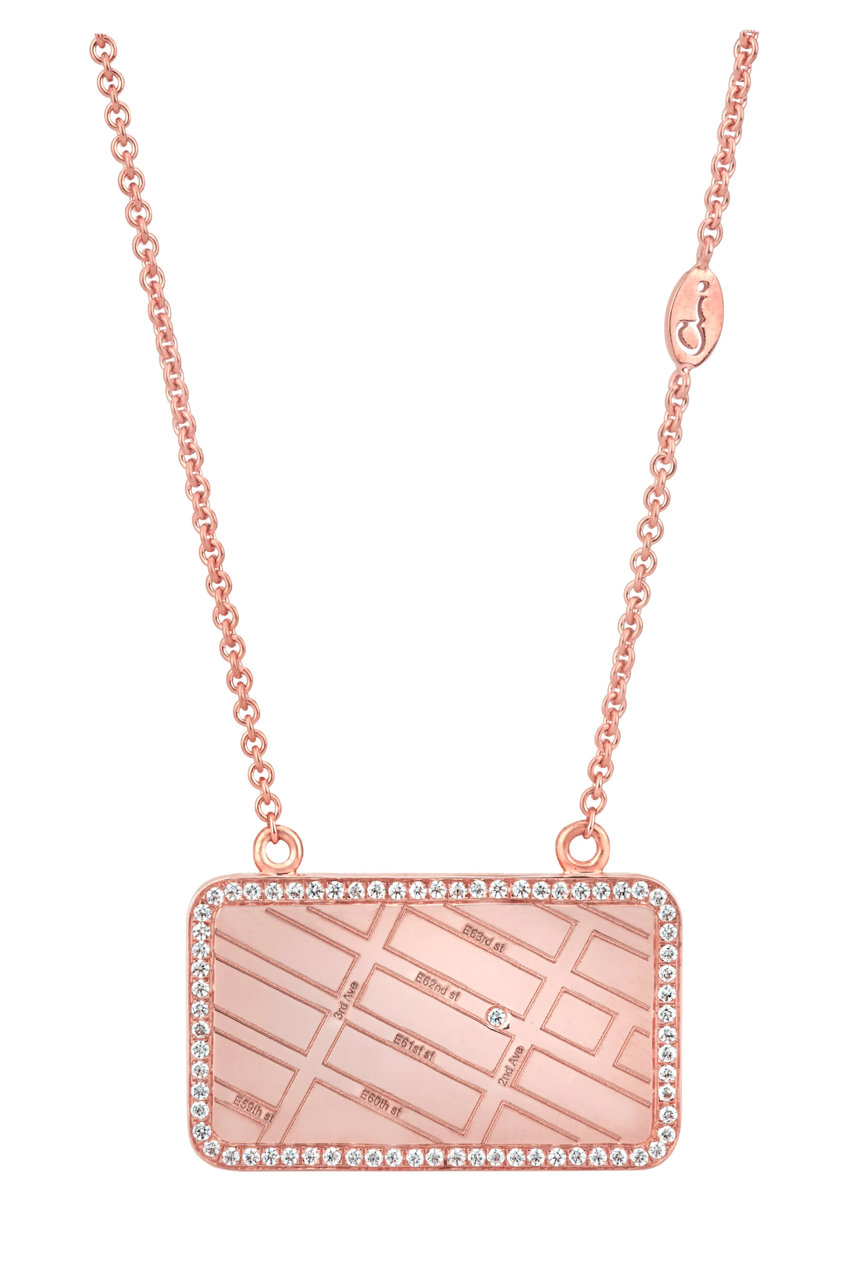 A.JAFFE  ROSE GOLD MAP NECKLACE WITH DIAMONDS