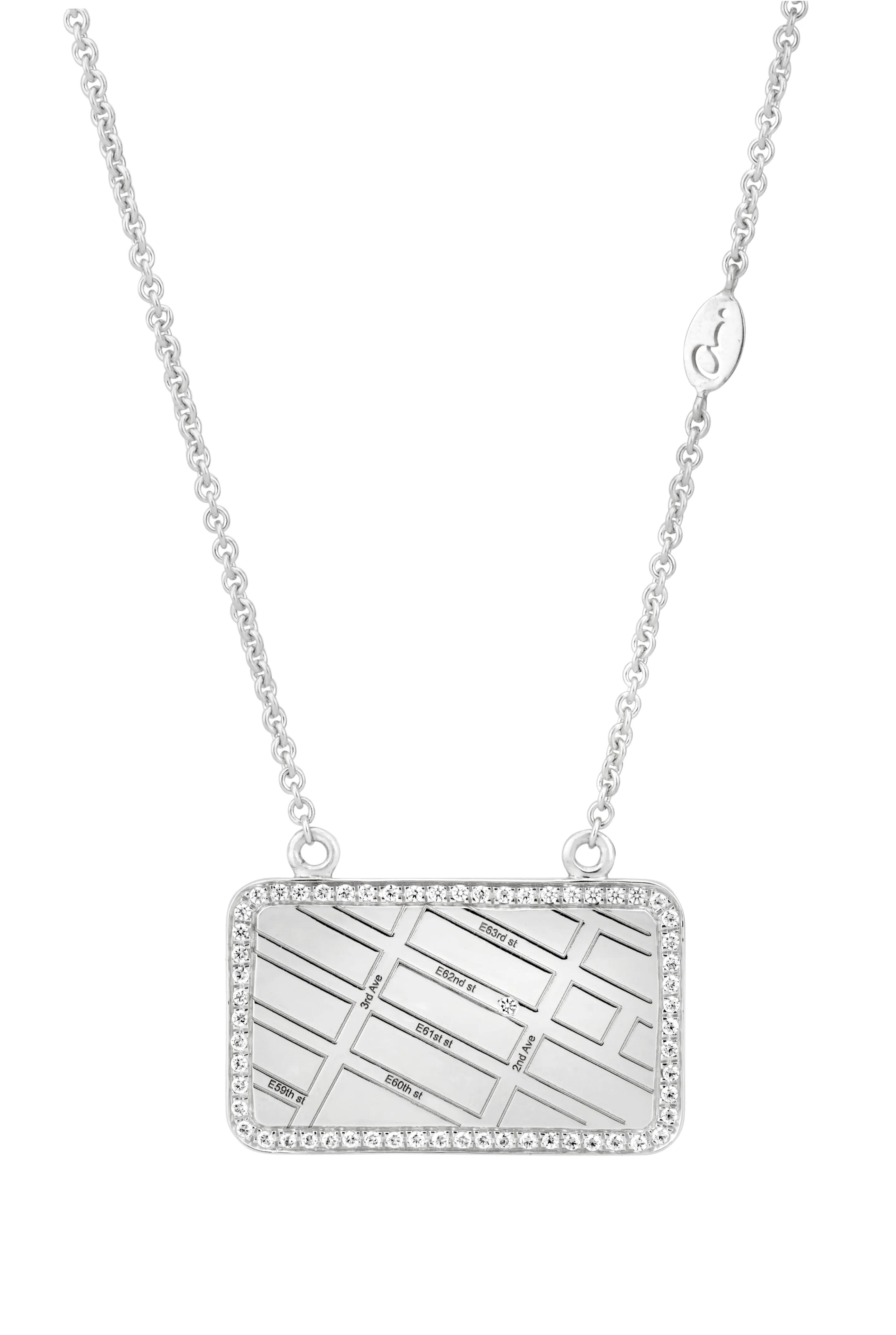 A.JAFFE  STERLING SILVER MAP NECKLACE WITH DIAMONDS