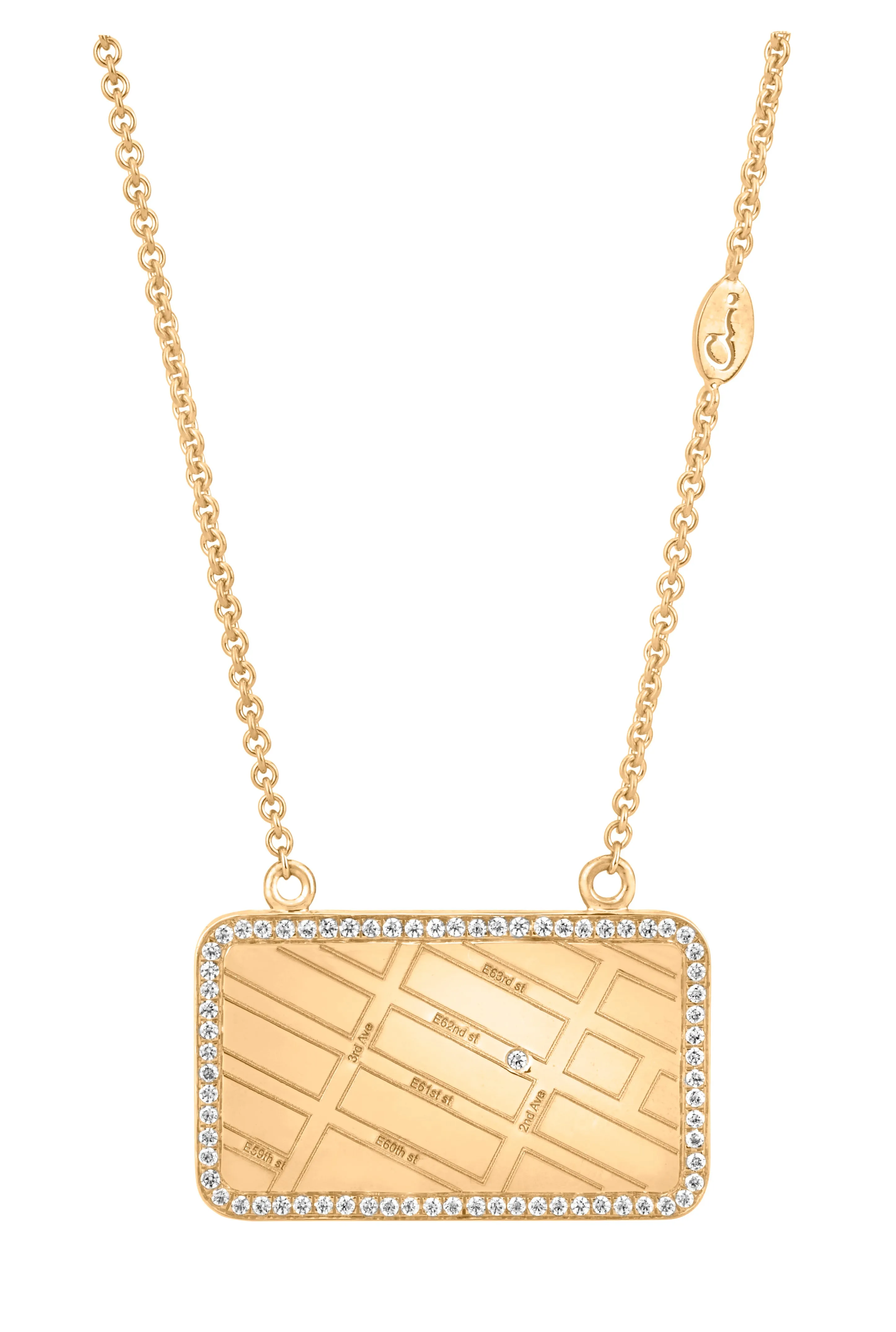 A.JAFFE  YELLOW GOLD MAP NECKLACE WITH DIAMONDS