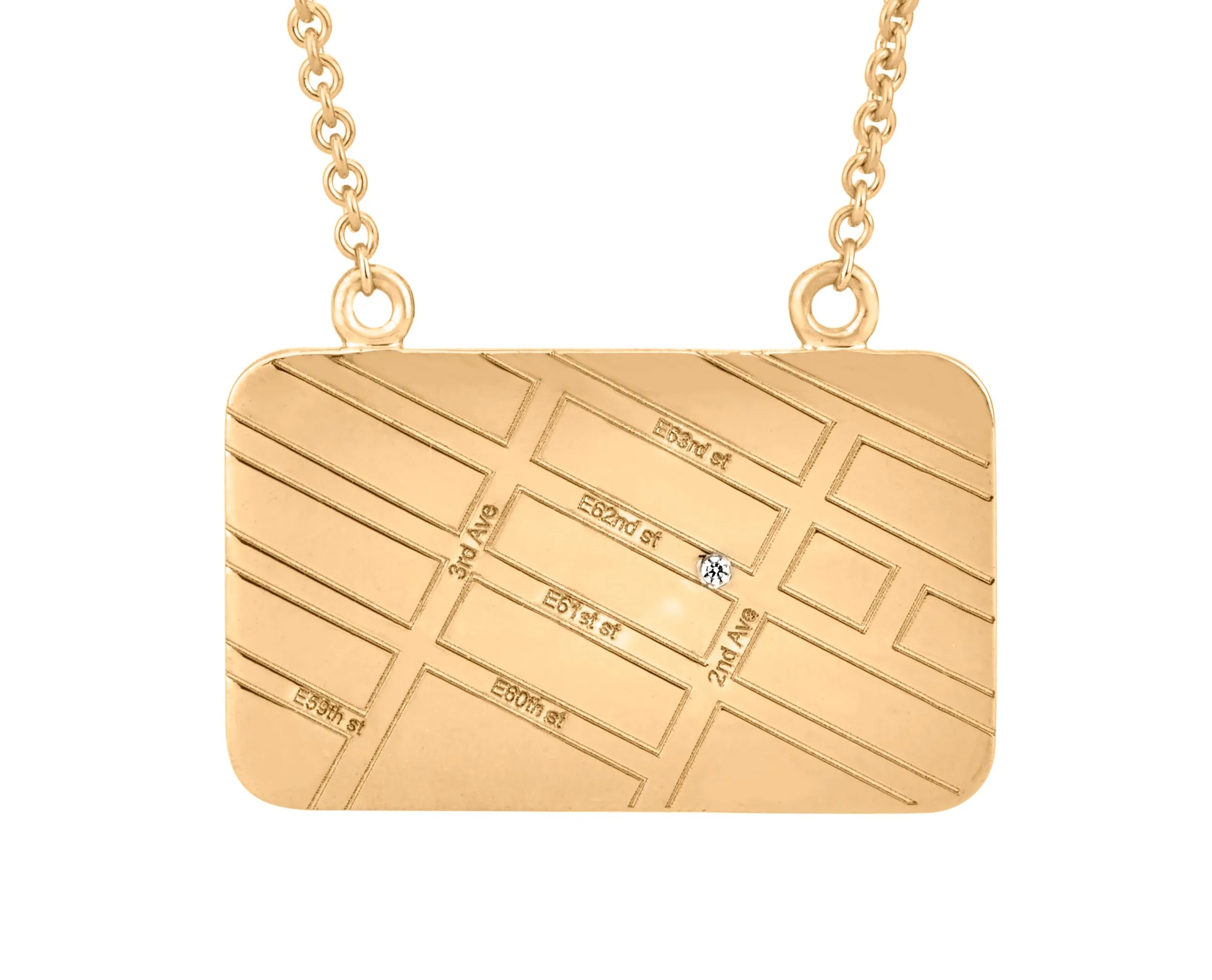 A.JAFFE  YELLOW GOLD MAP NECKLACE