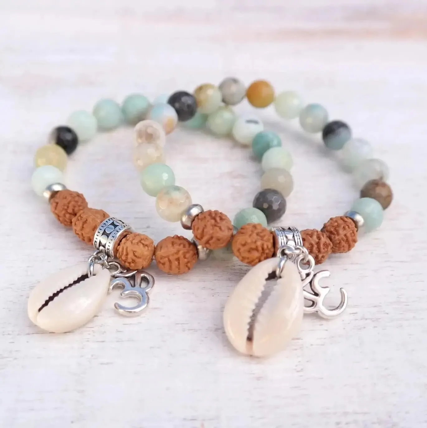 Amazonite Bracelet with Cowrie Shell - Life Bracelet