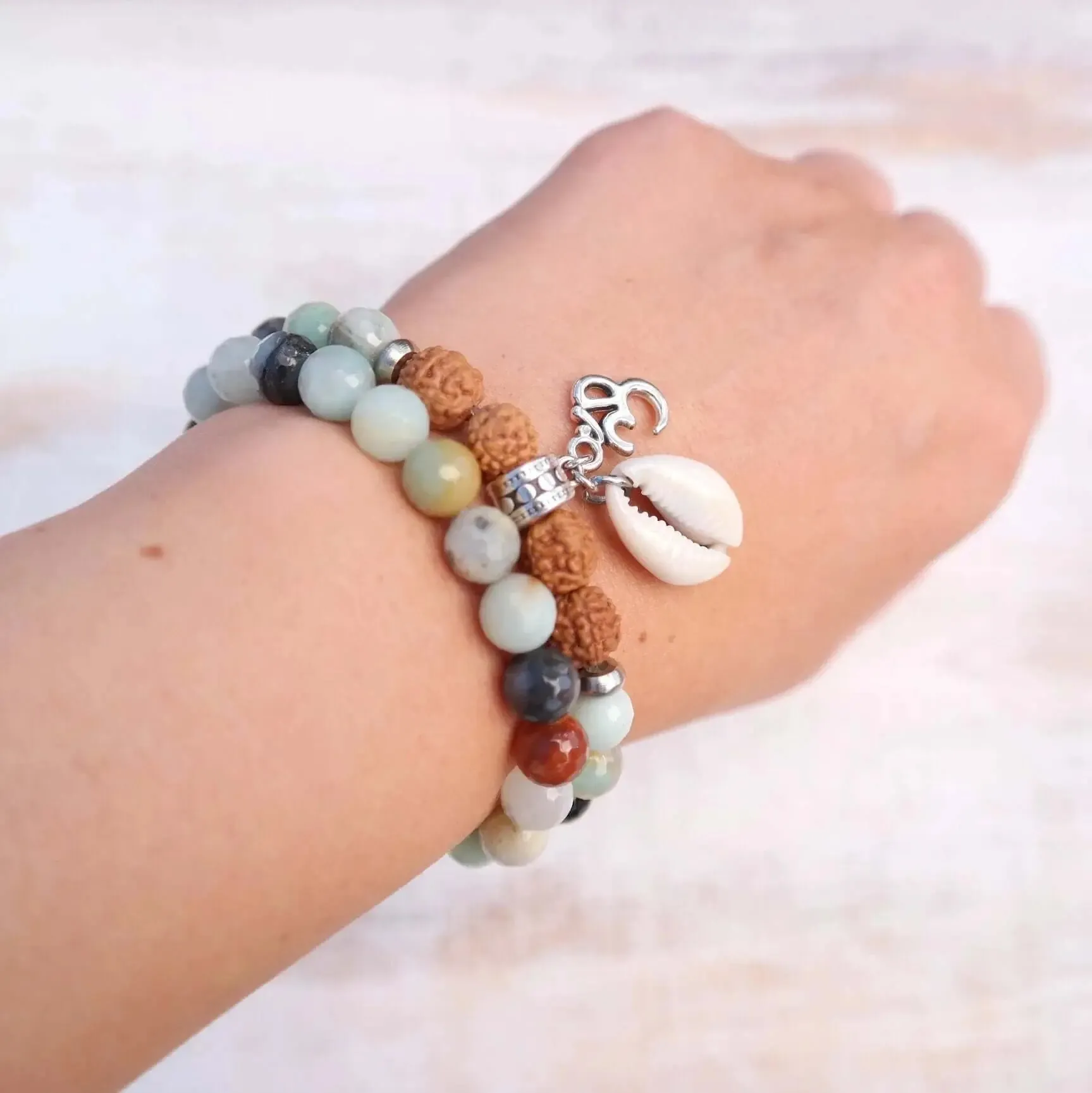 Amazonite Bracelet with Cowrie Shell - Life Bracelet