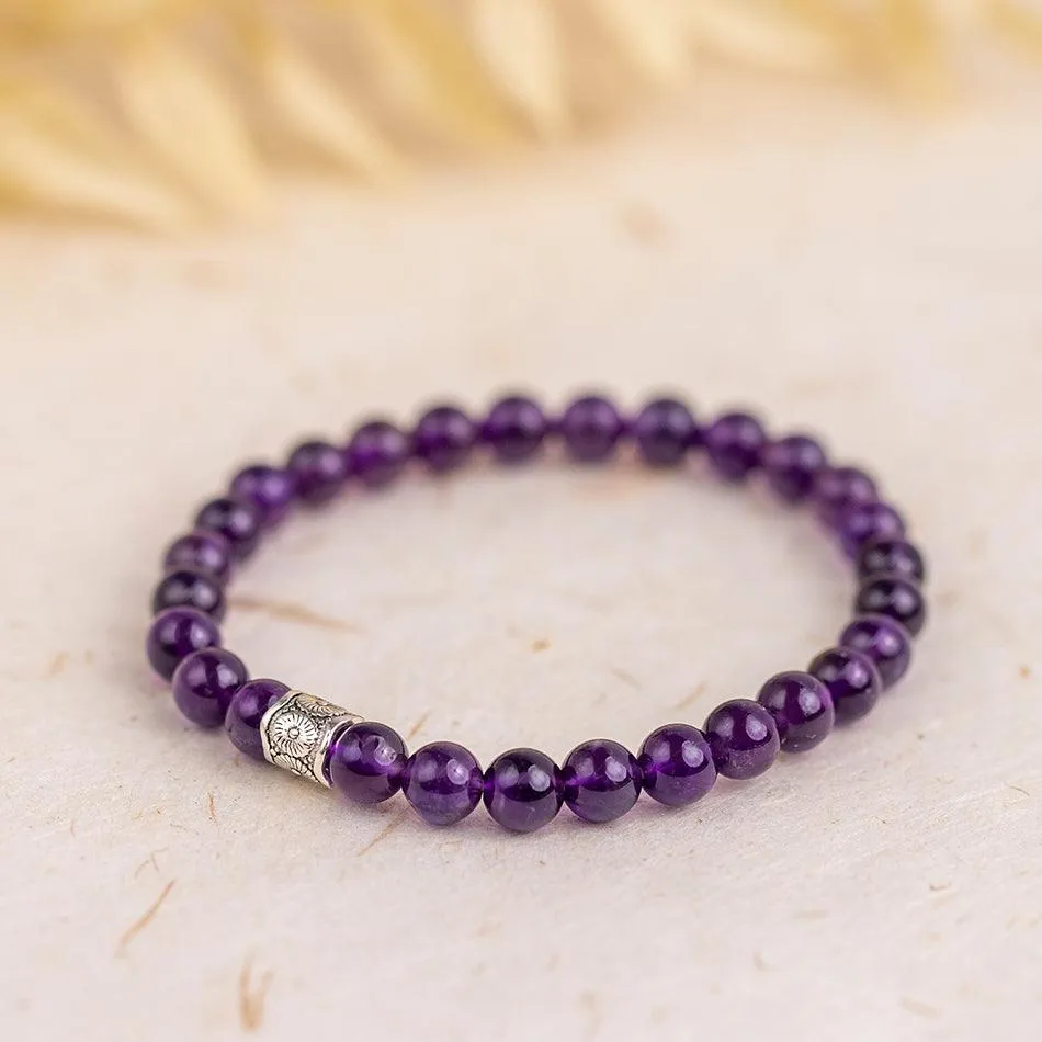 Amethyst Gemstone Bracelet 6mm