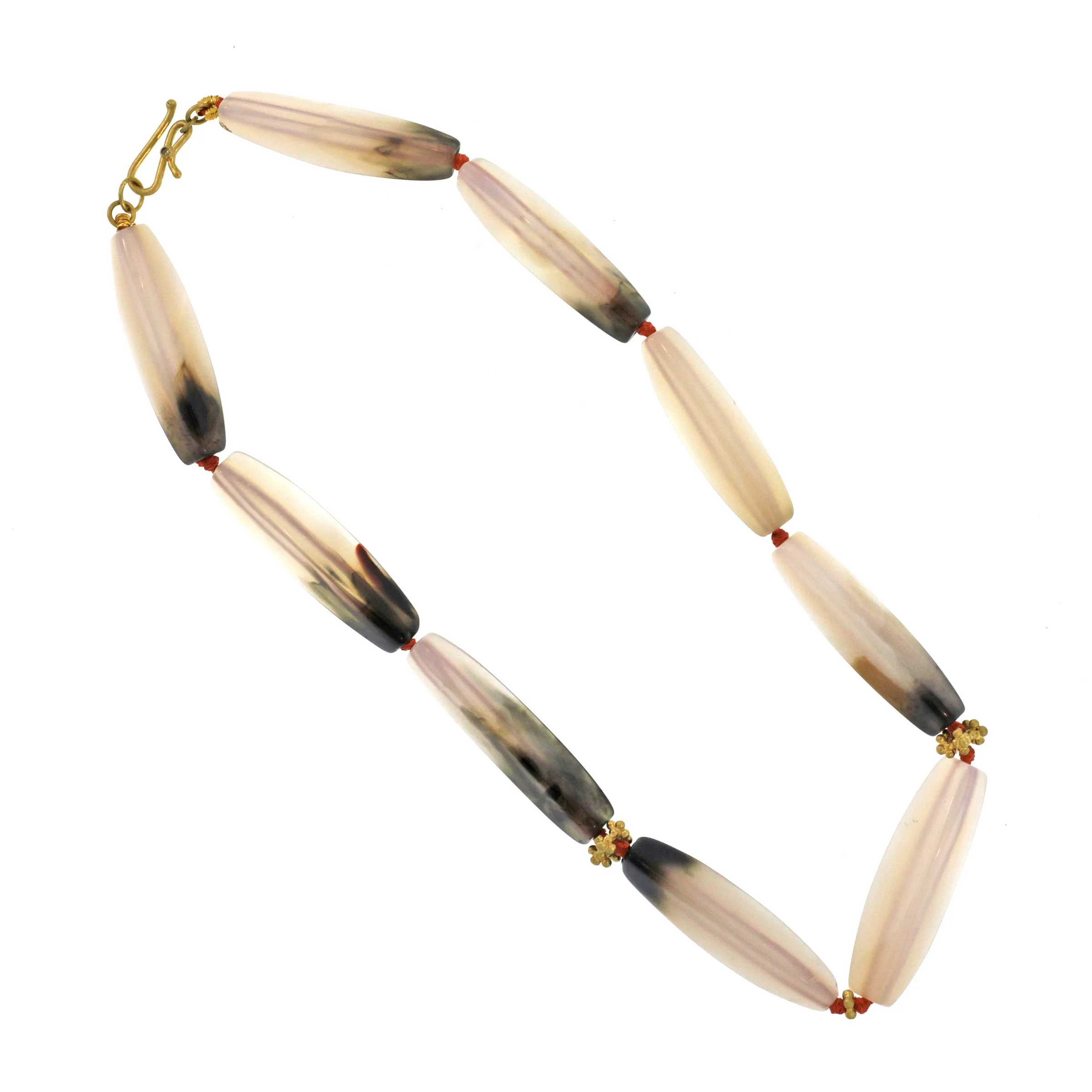 An Elongated Agate Bead Necklace