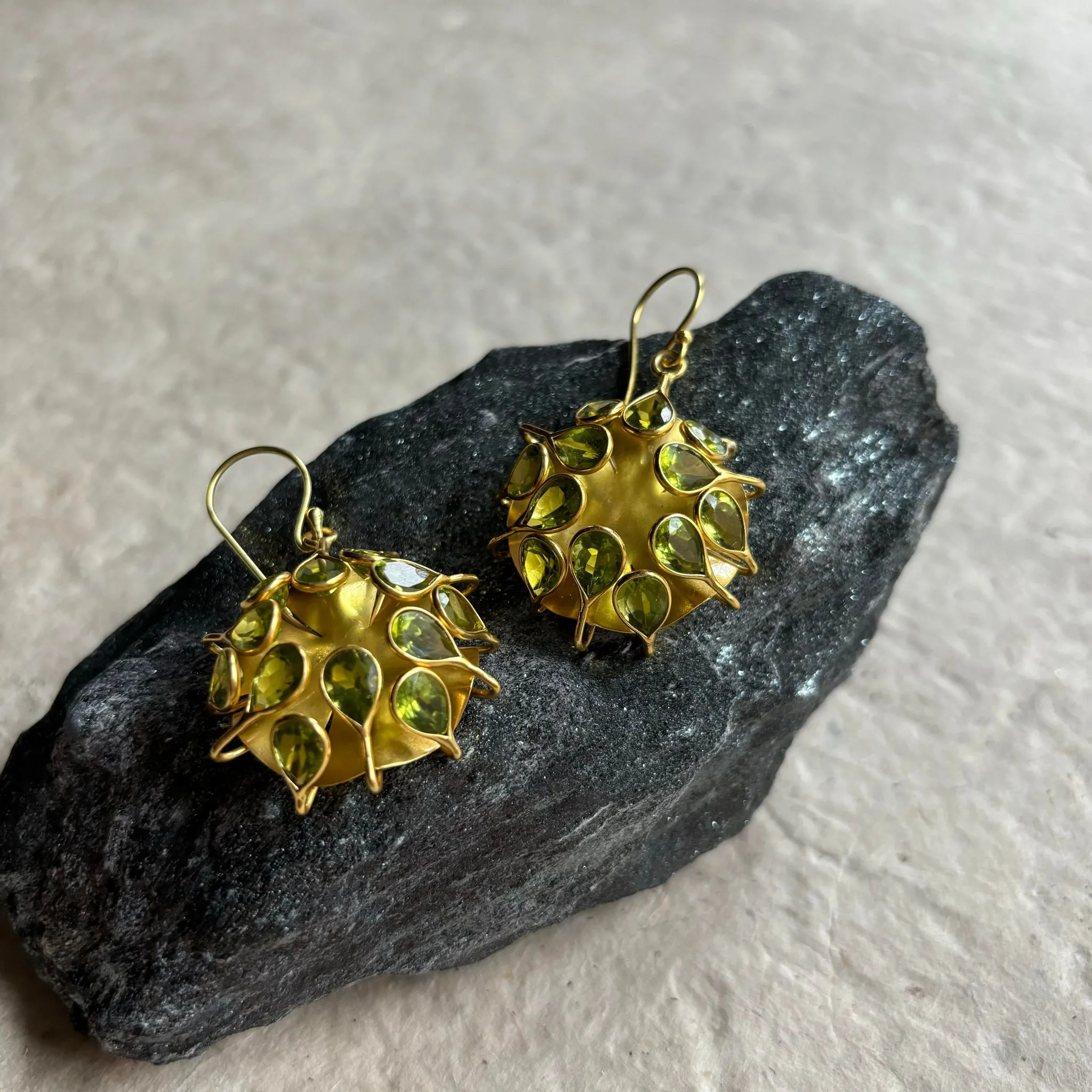 Anna Peridot Gemstone Flower Earrings