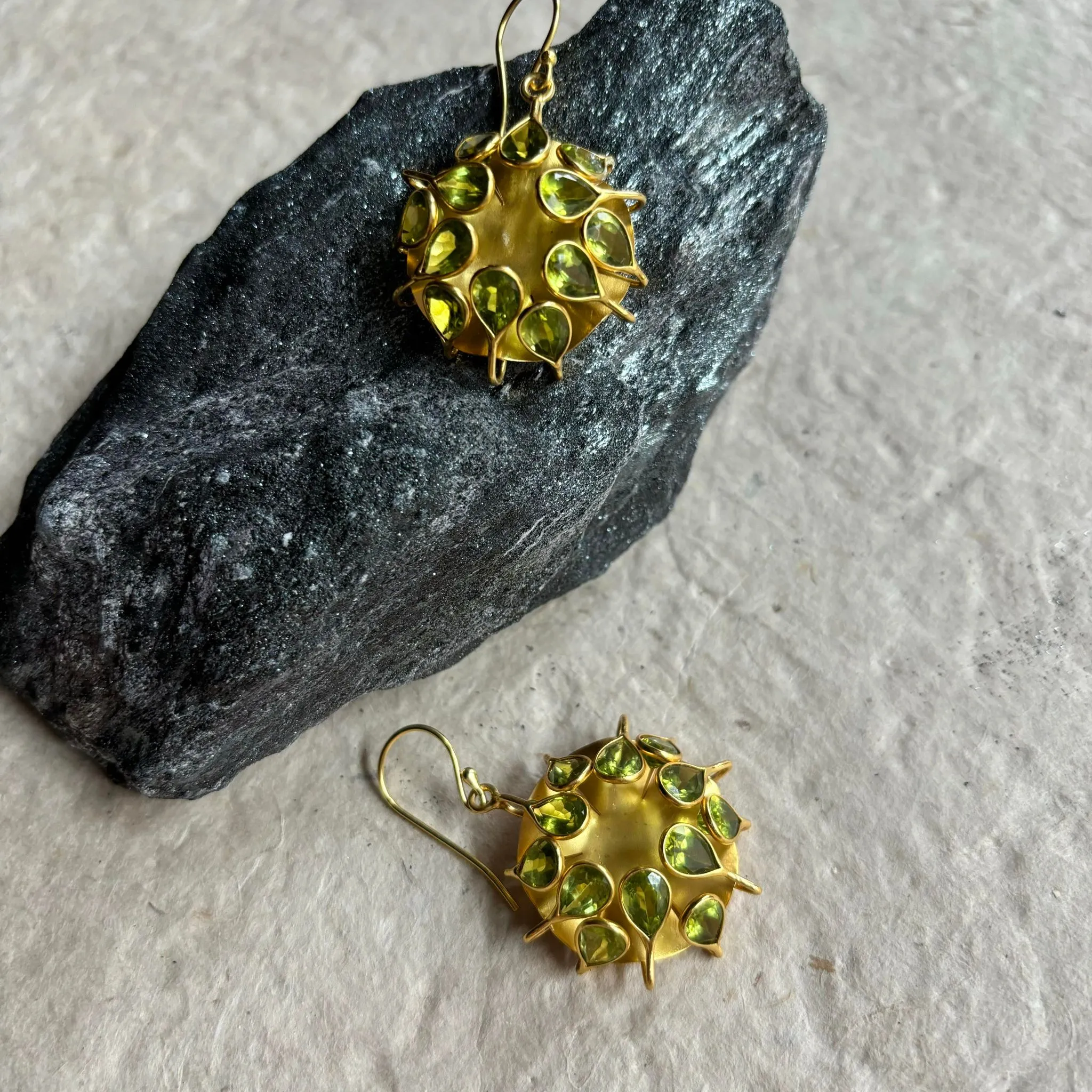 Anna Peridot Gemstone Flower Earrings