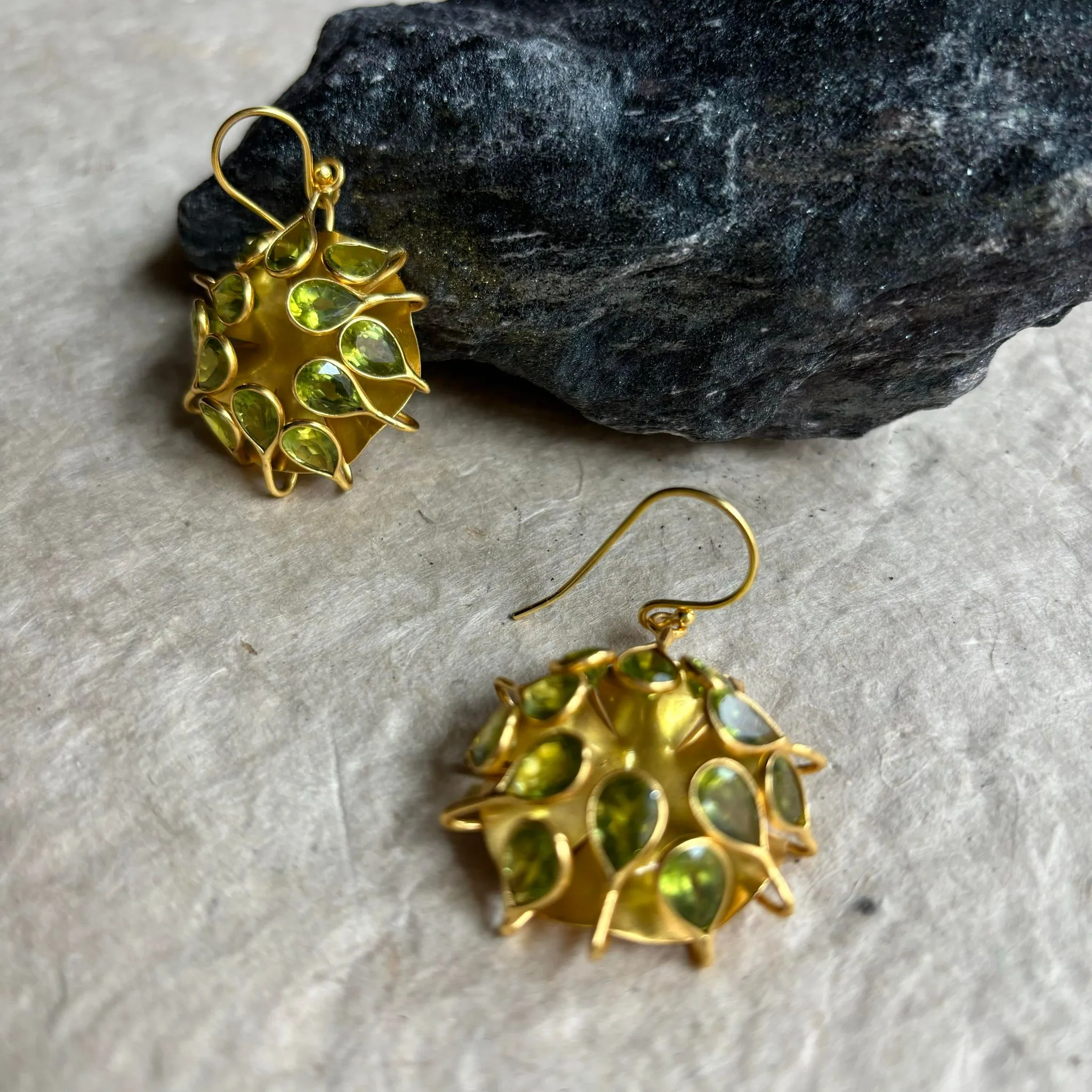 Anna Peridot Gemstone Flower Earrings