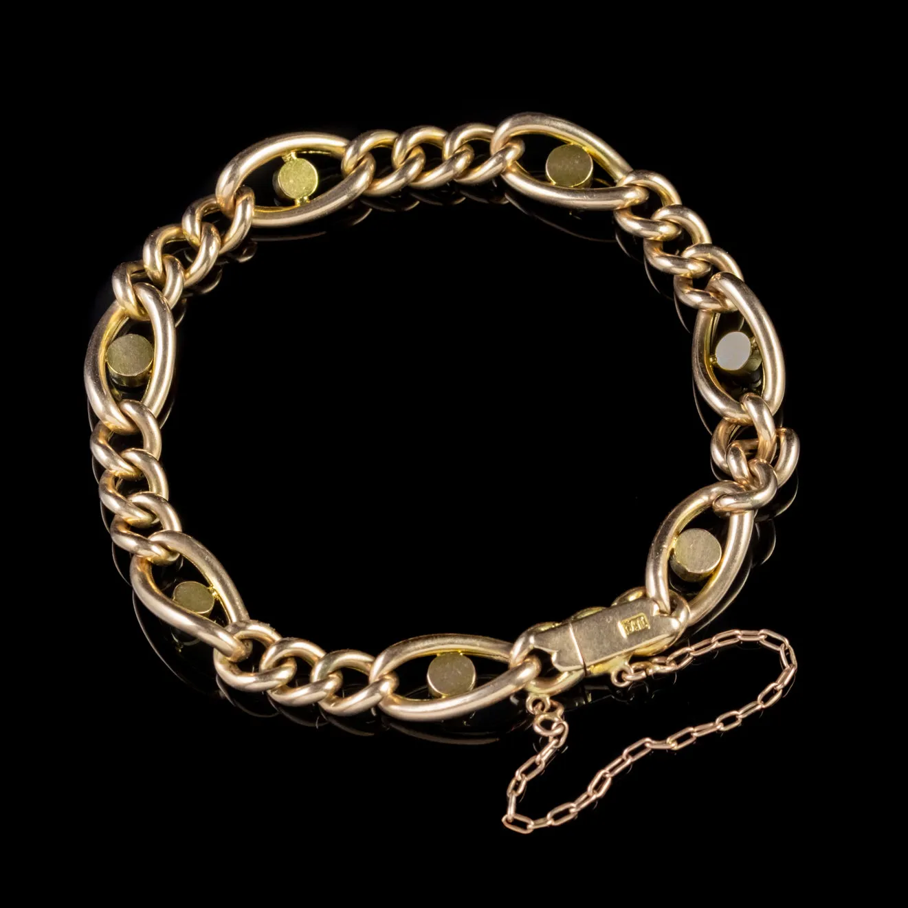 Antique Suffragette Curb Bracelet 15Ct Gold Edwardian Circa 1915