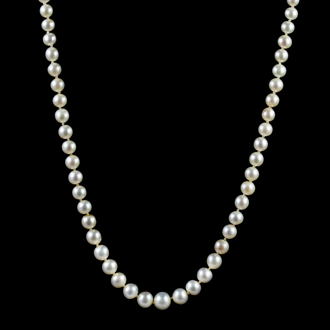 Antique Victorian Pearl Necklace 2.25Ct Blue Zircon Diamond Clasp Circa 1900