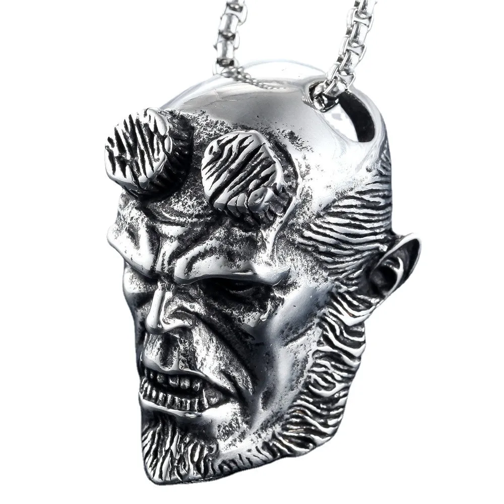 Ape Man Face Titanium Steel Necklace for Men