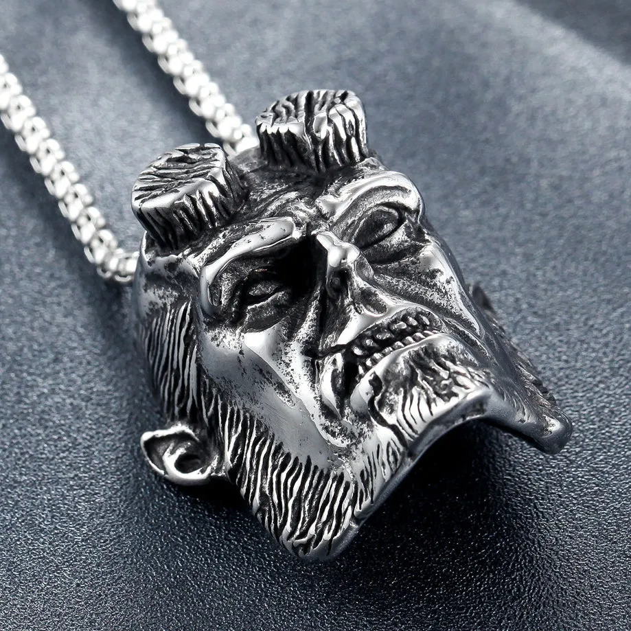 Ape Man Face Titanium Steel Necklace for Men