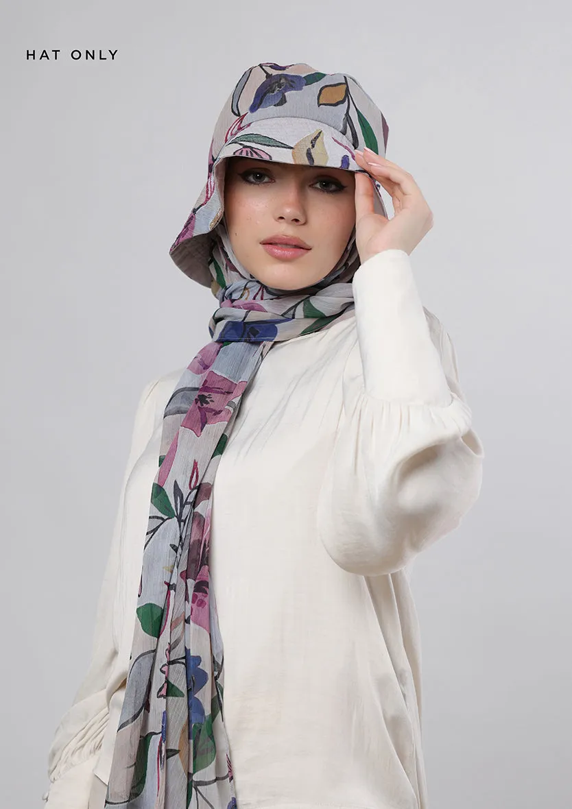 Arcadia- Bucket Hat- Printed Crinkled Chiffon