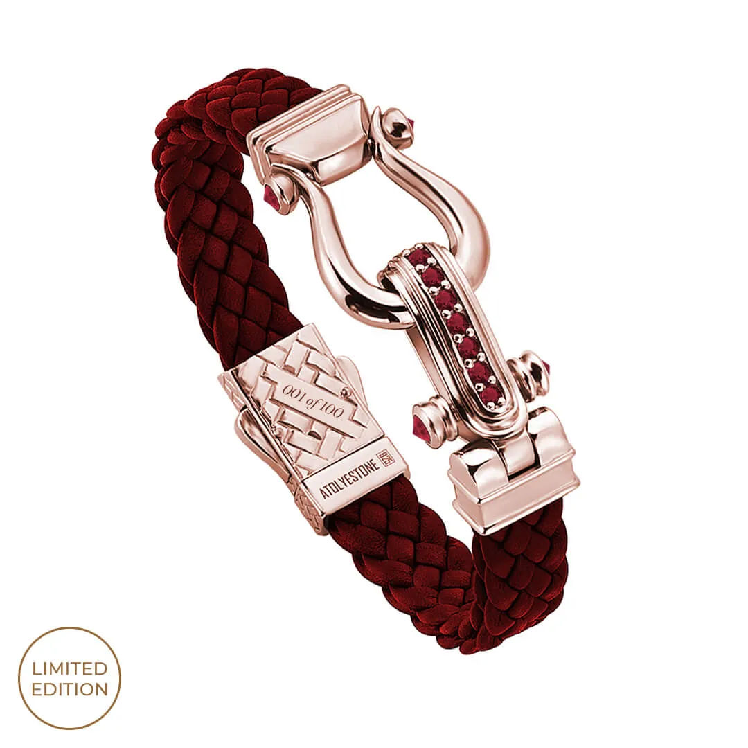 Atolyestone Iconic Ruby Leather Bracelet