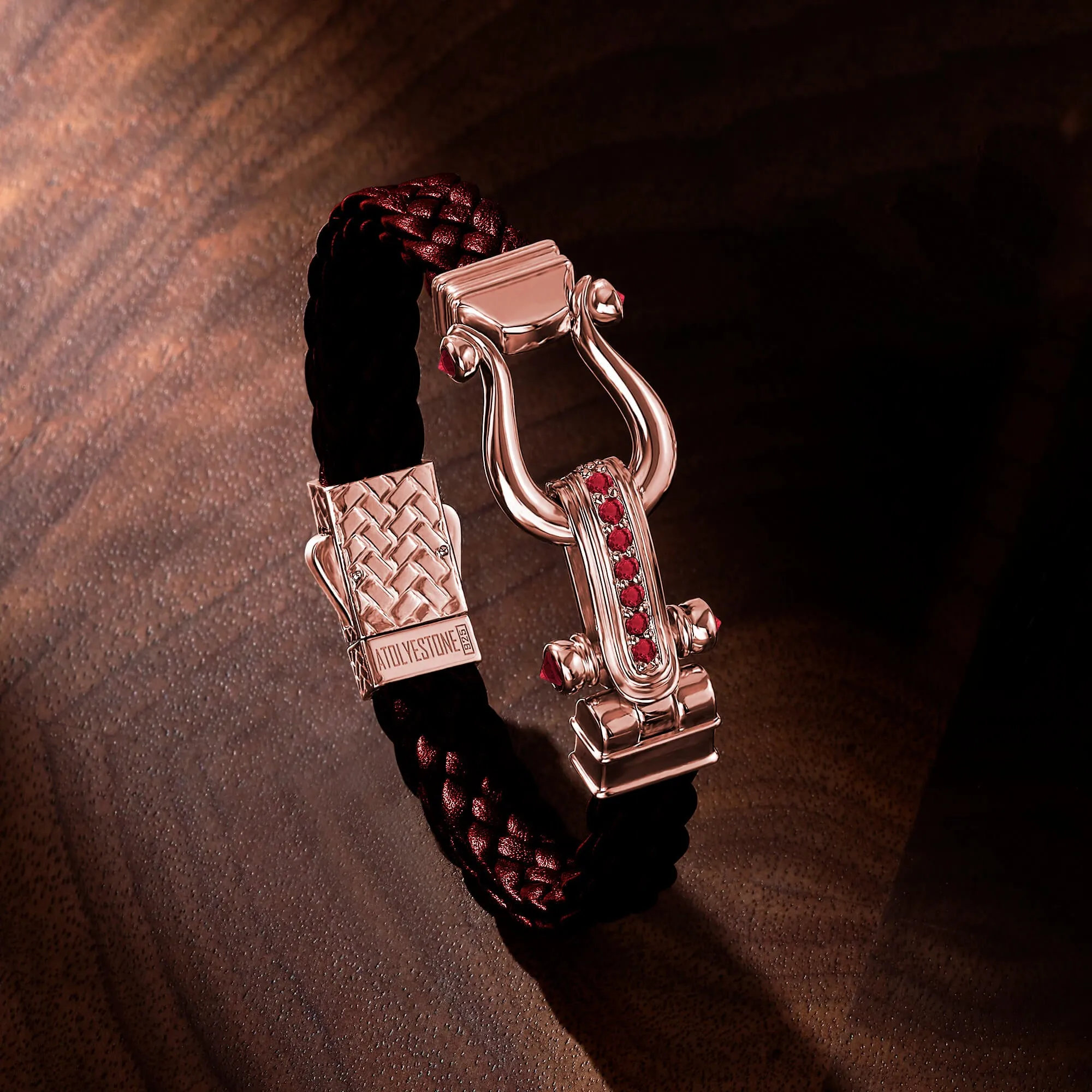 Atolyestone Iconic Ruby Leather Bracelet