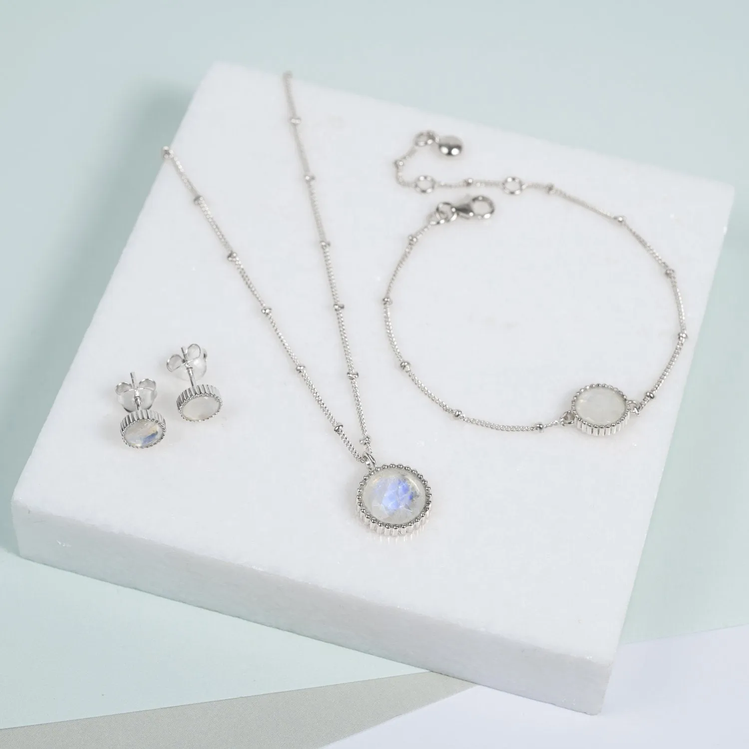 Barcelona June Birthstone Moonstone & Silver Jewellery Set