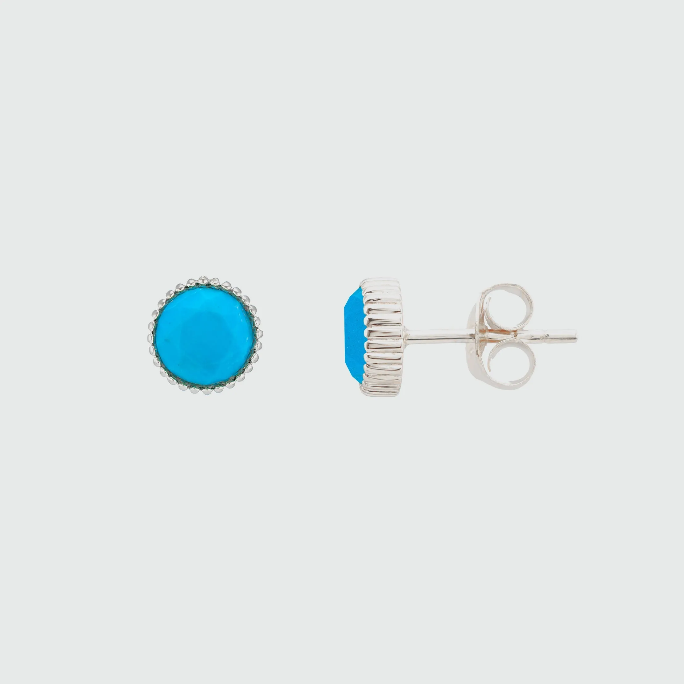 Barcelona Silver December Turquoise Birthstone Stud Earrings