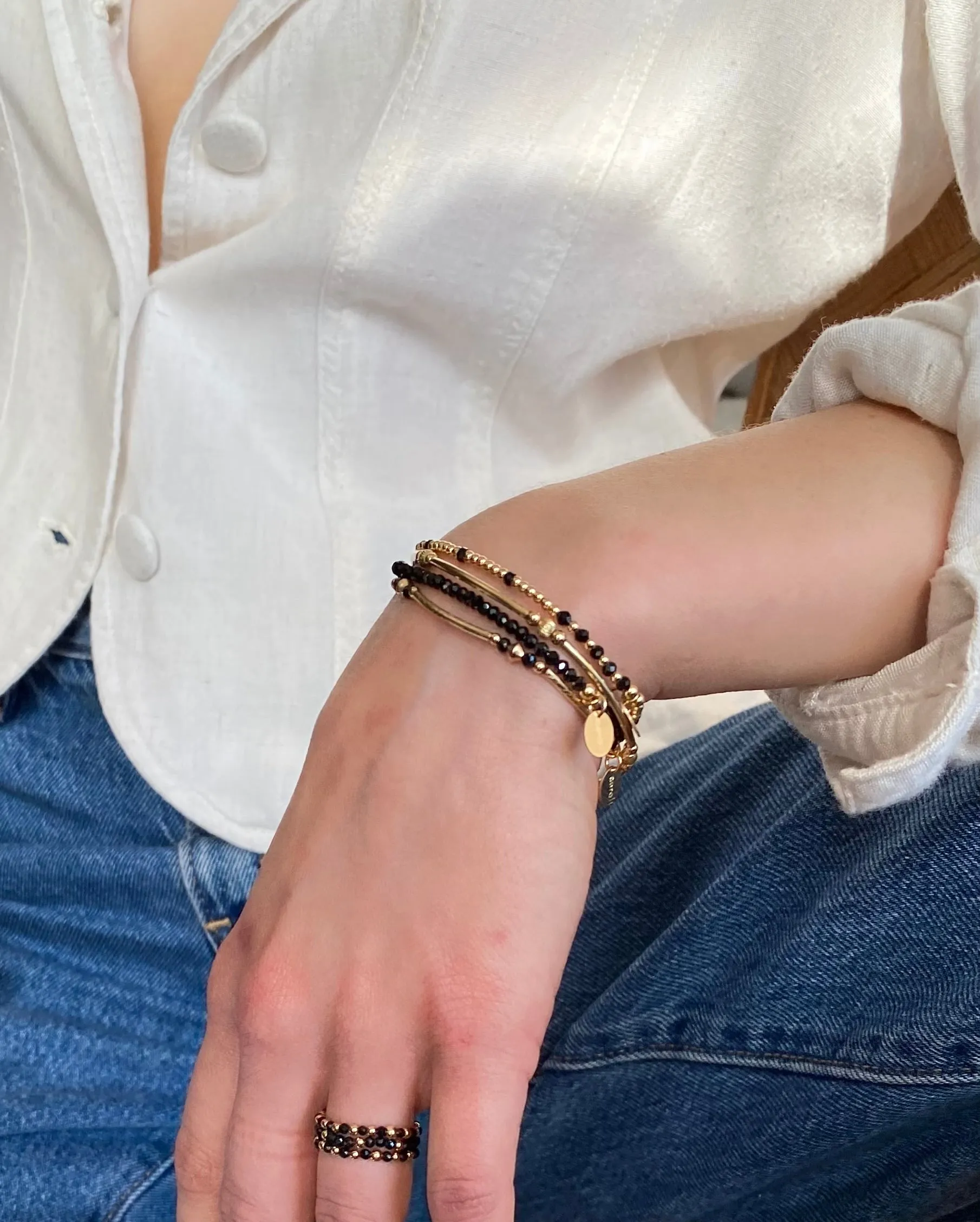 Bardot Bracelet ~ Gold & Black Spinel