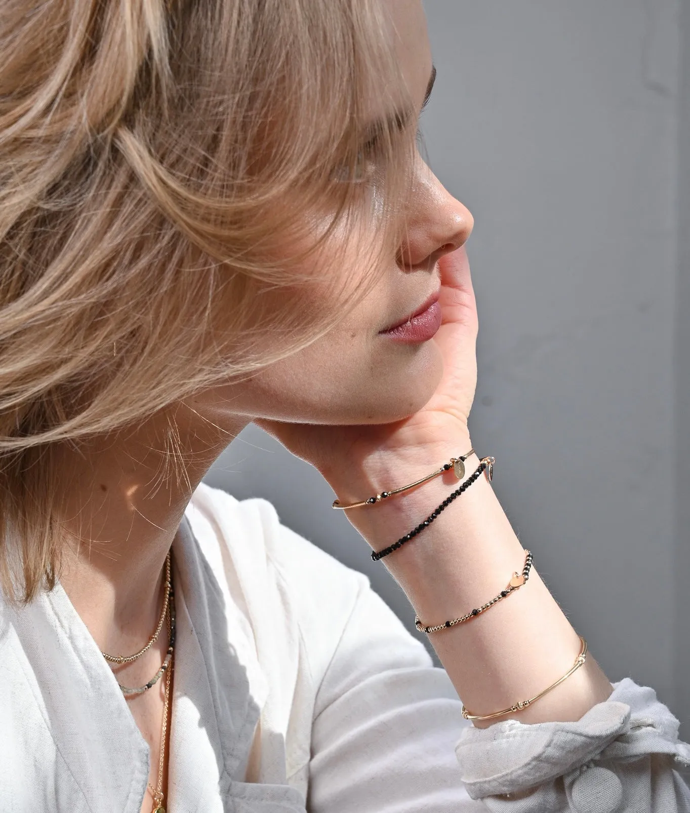 Bardot Bracelet ~ Gold & Black Spinel