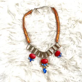 Baublebar Coral Necklace with Blue/Red Pendants