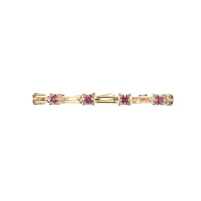 BCJ Estate Jewelry Two-Tone Ruby Fancy Link Bracelet