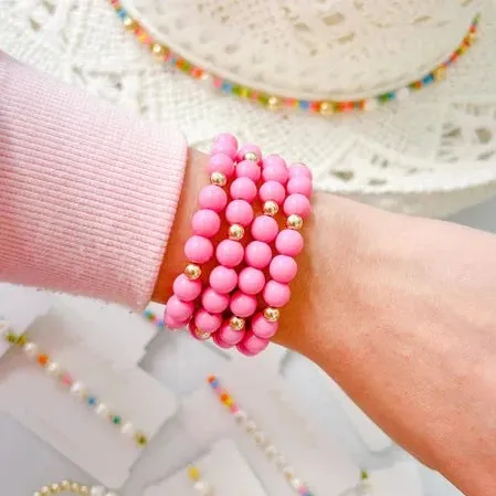 Beaded Blondes | Set of Three | Hot Pink Bubble Bracelet Set