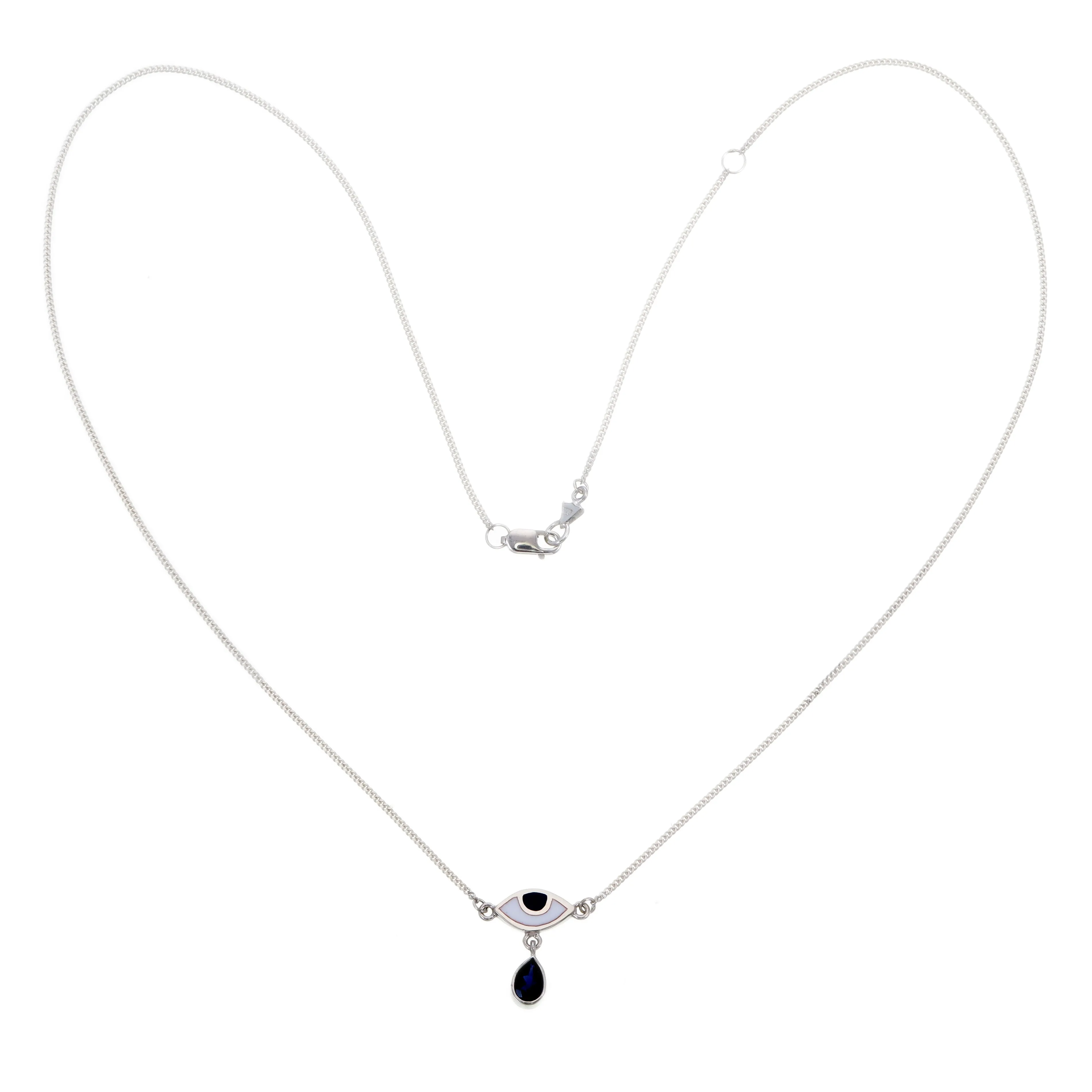 BEJEWELLED EYE NECKLACE IOLITE - SILVER