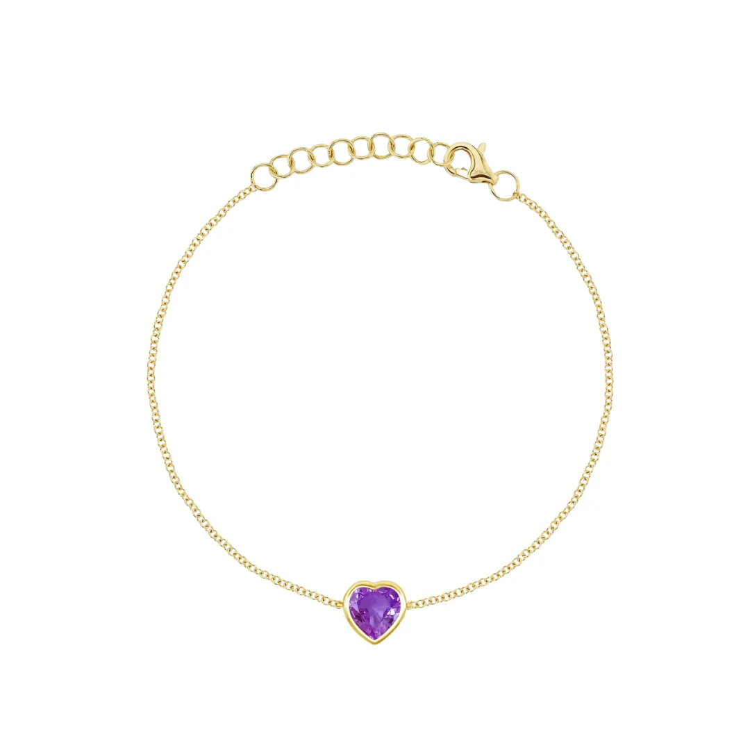 Bezel Set Gemstone Heart Bracelet