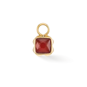 Birthstone January Charm Red Agate Gold