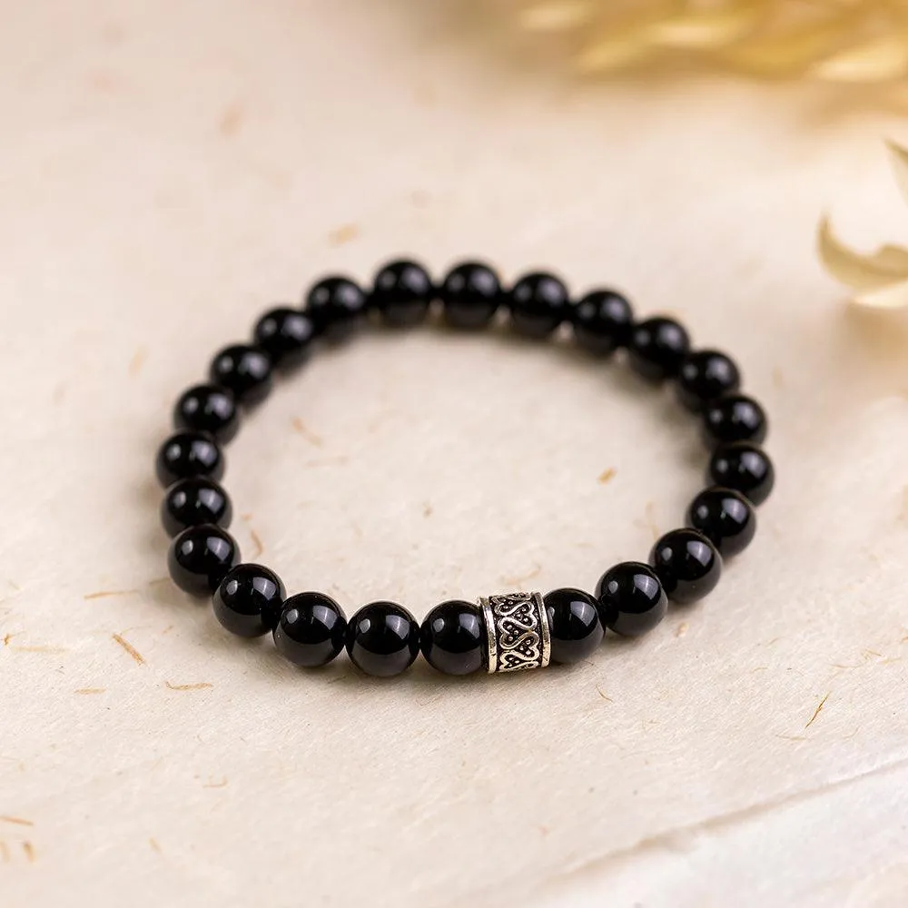 Black Agate Gemstone Bracelet - Delara Collection