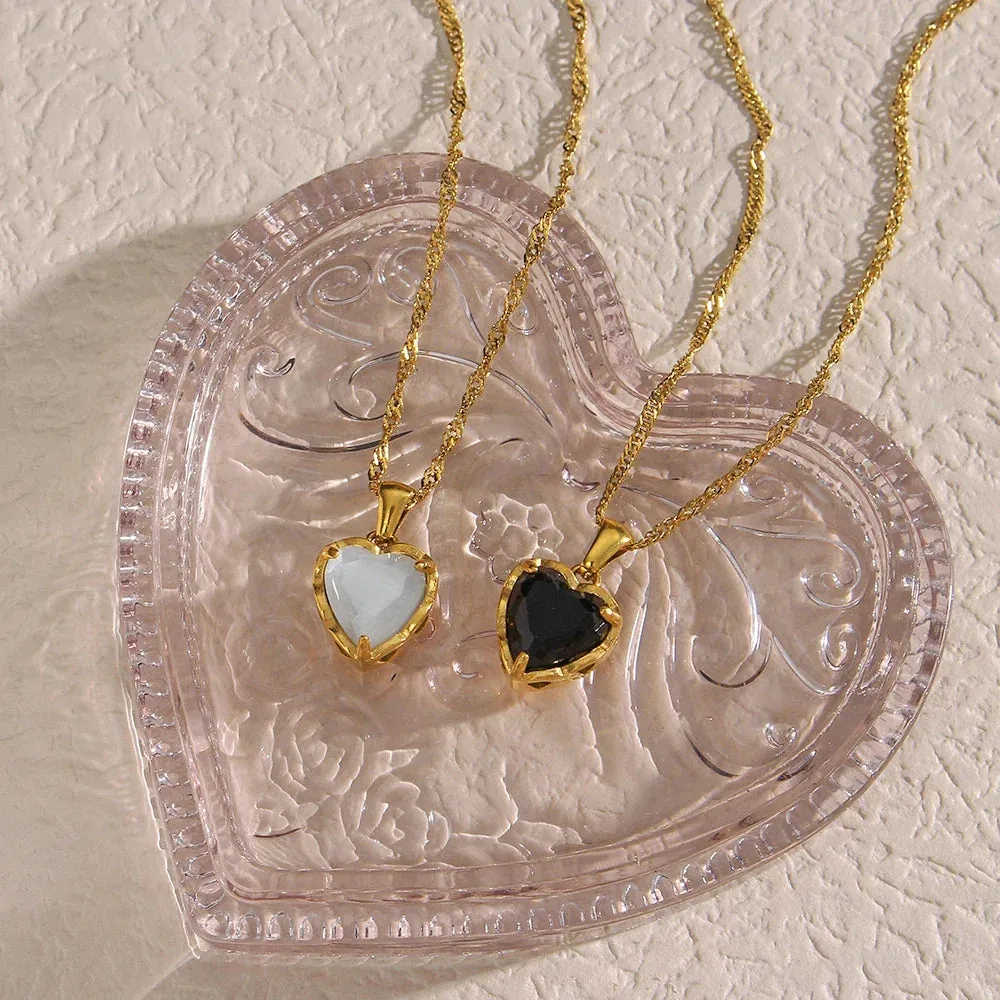 Black Heart Zircon Necklace