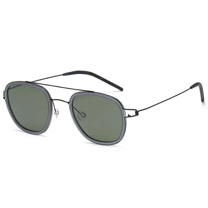 Black Mask Unisex Full Rim Square Double Bridge Titanium Sunglasses 8205