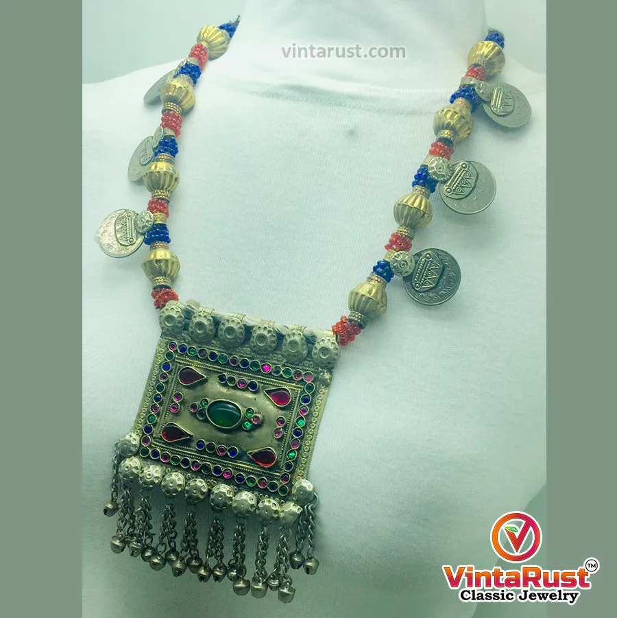 Bohemian Necklace With Golden Beads and Coins