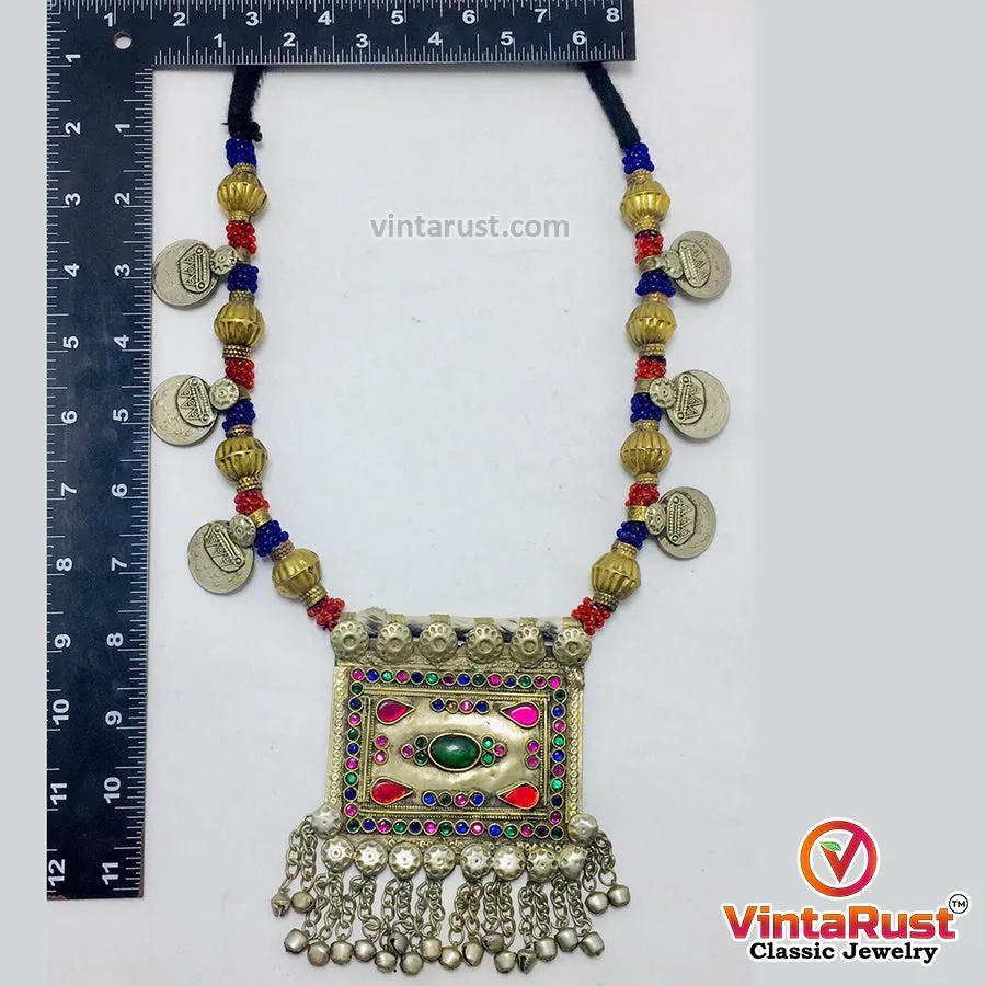 Bohemian Necklace With Golden Beads and Coins