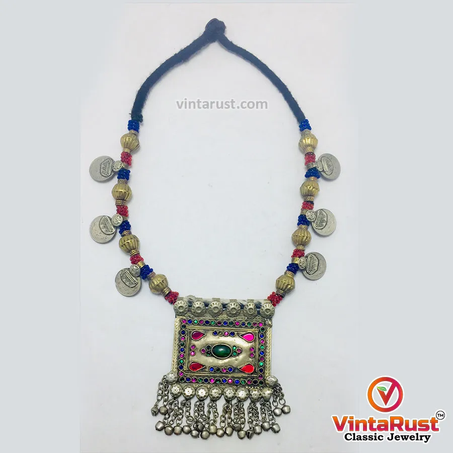 Bohemian Necklace With Golden Beads and Coins