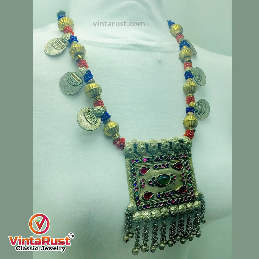 Bohemian Necklace With Golden Beads and Coins