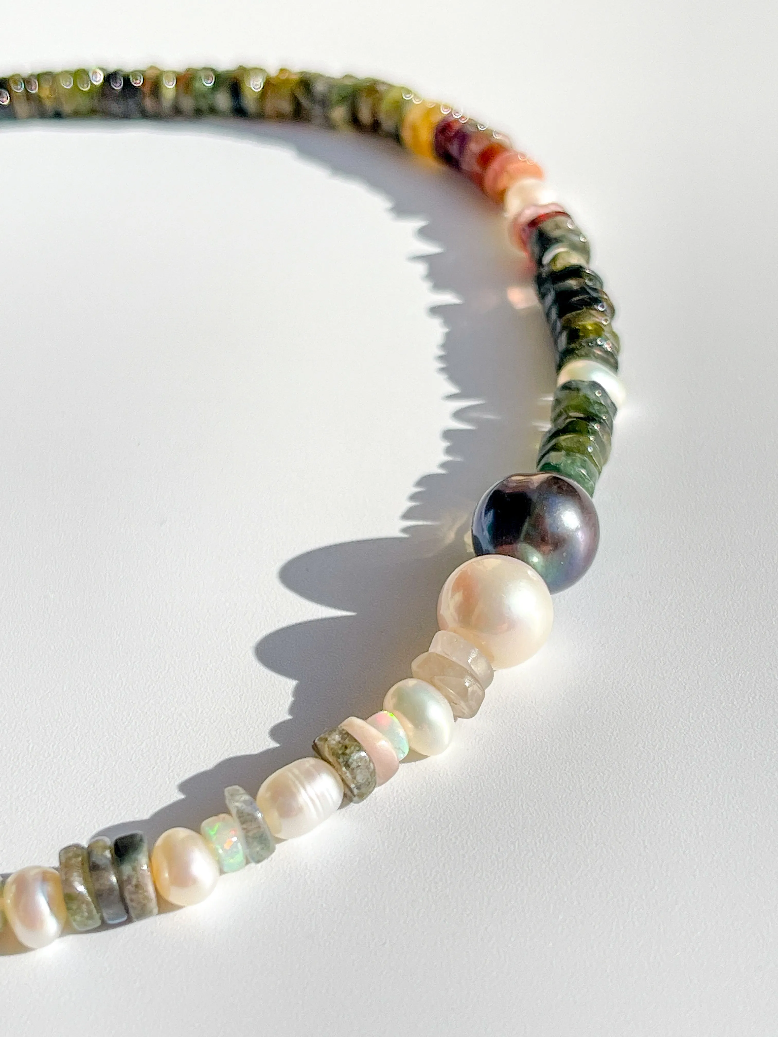 Bold Tourmaline with Akoya & Tahitian Pearl Choker Necklace.