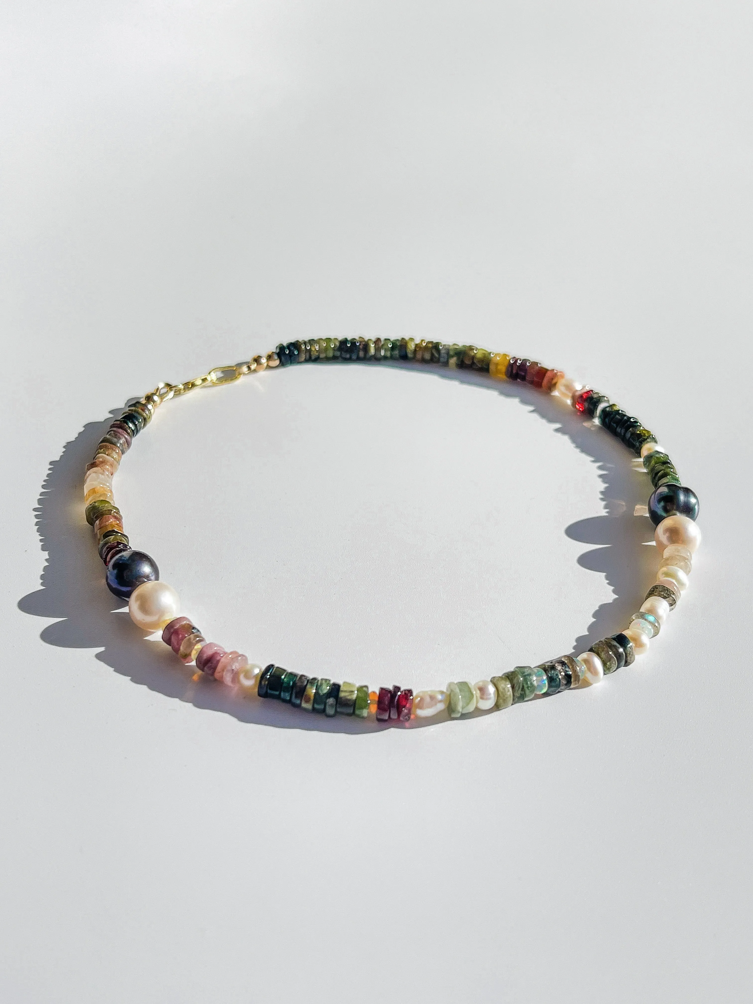 Bold Tourmaline with Akoya & Tahitian Pearl Choker Necklace.