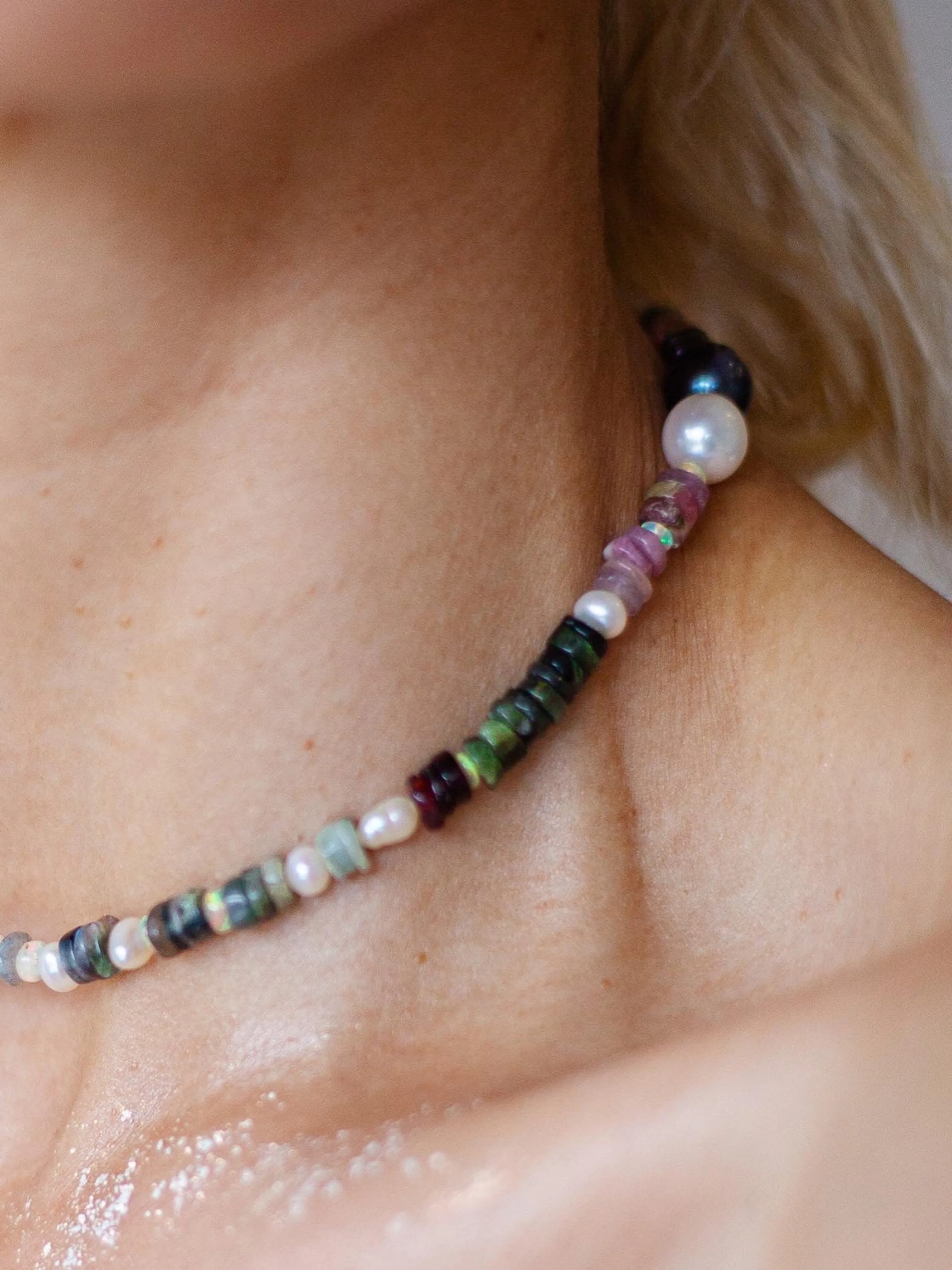 Bold Tourmaline with Akoya & Tahitian Pearl Choker Necklace.