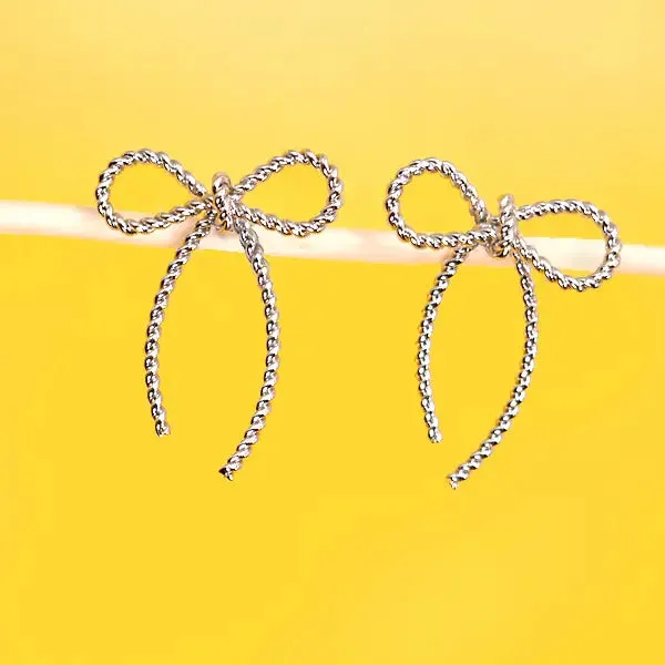 Bow Stud Earrings | Silver