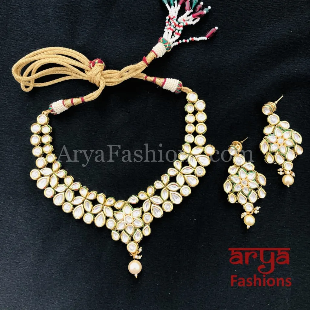 Bridal Kundan Meenakari Necklace with statement earring