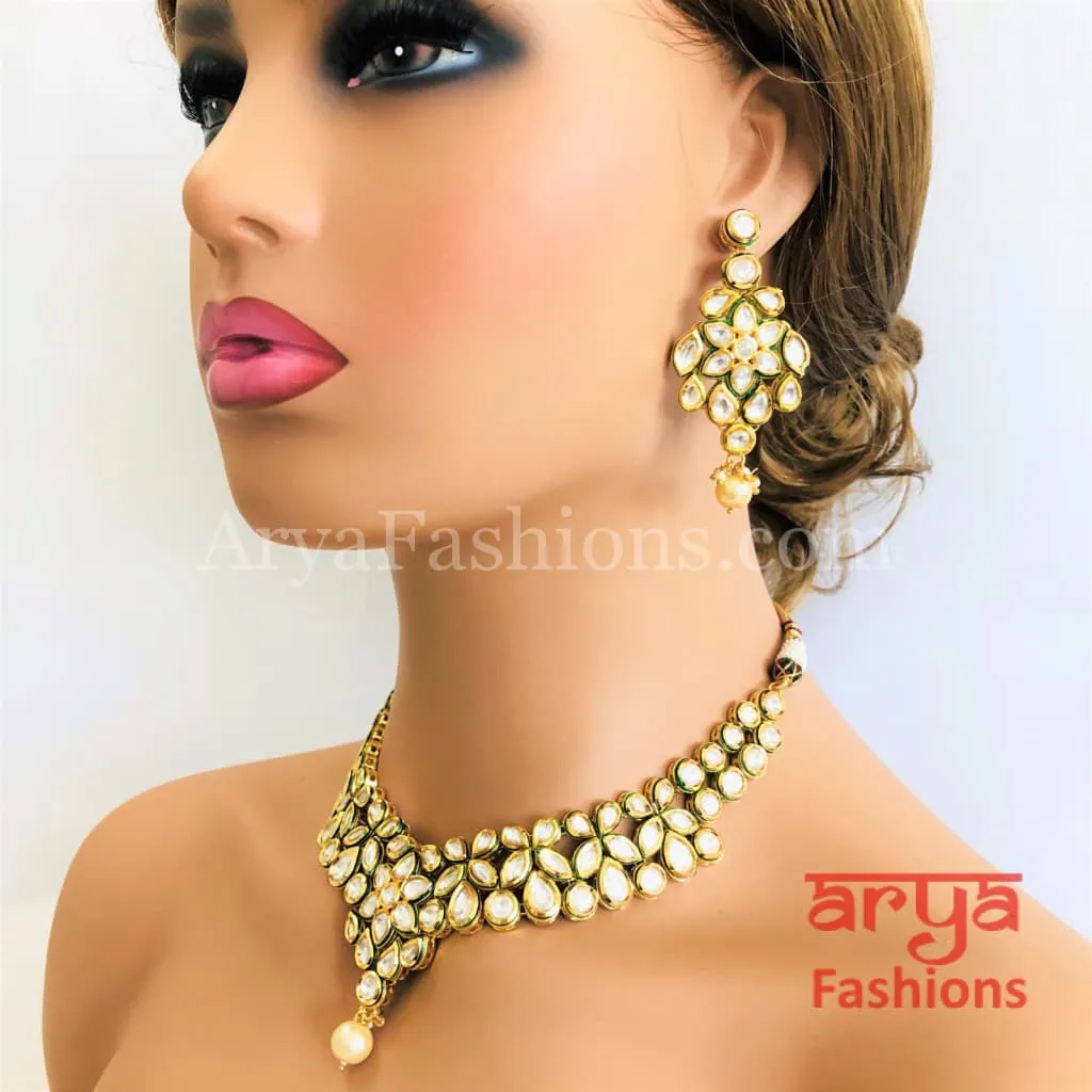 Bridal Kundan Meenakari Necklace with statement earring