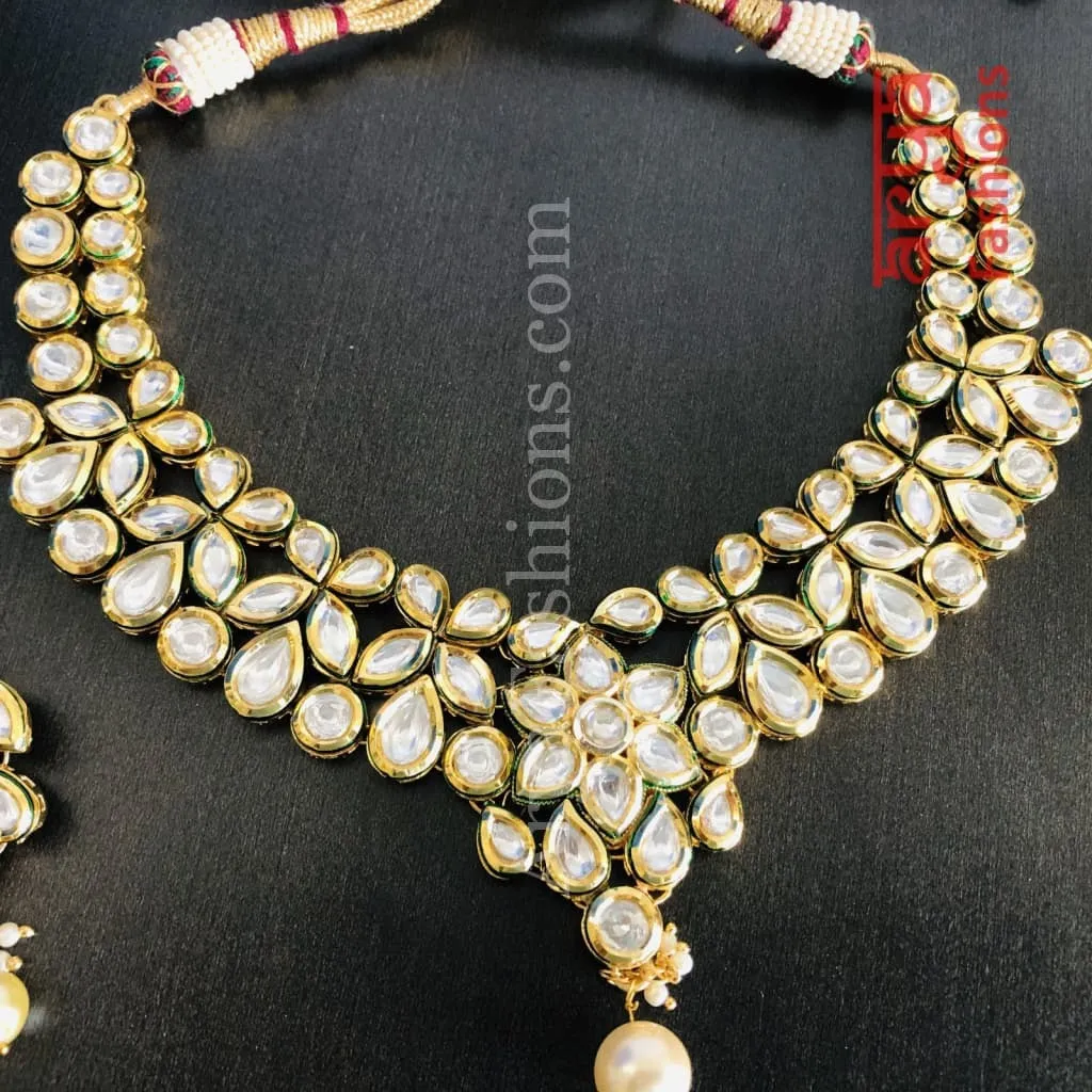 Bridal Kundan Meenakari Necklace with statement earring