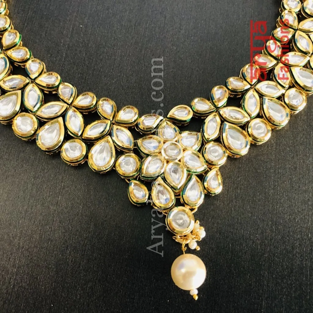 Bridal Kundan Meenakari Necklace with statement earring